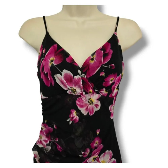 Fashion Nova women's black floral mesh lined bodycon high low Dress  - medium​ - Picture 8 of 12